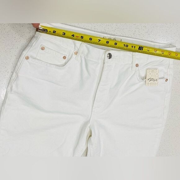 Free People Wide Leg Crop Ankle Fray Jeans White 30x27 High Rise Button Fly NWT - Picture 9 of 13